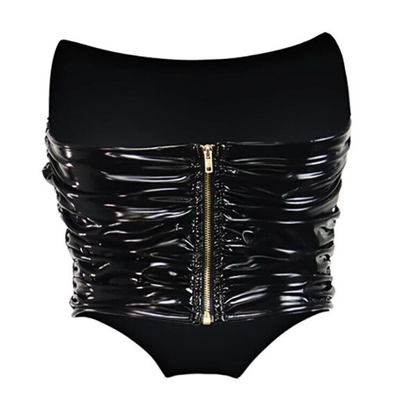 Black Patent PVC‎ Bustier Corset Sexy Top Club Party Bondage Goddess Punk Goth - Picture 3 of 6
